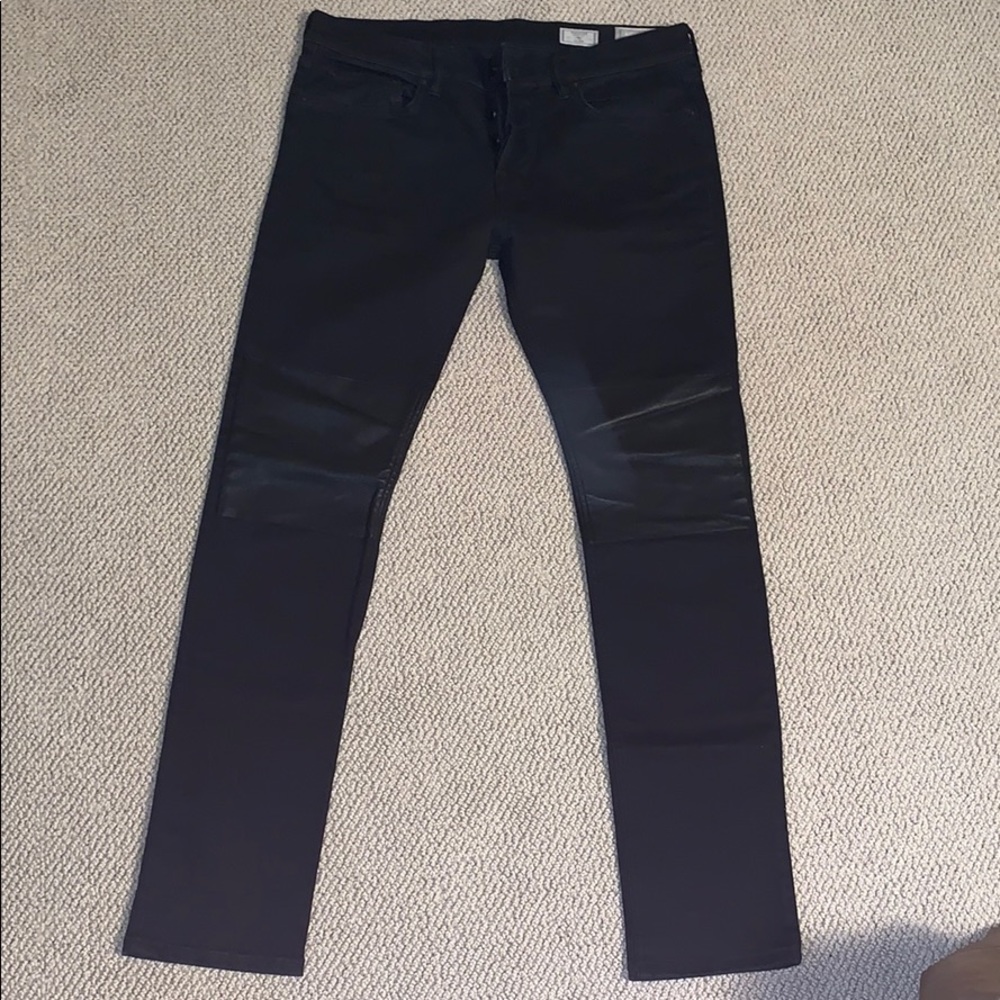 Allsaints Leather knee patch denim